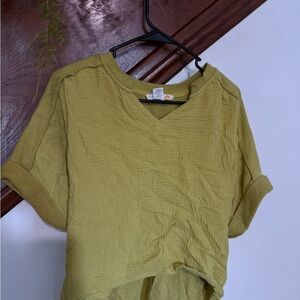 Chartreuse Women's V-Neck Top